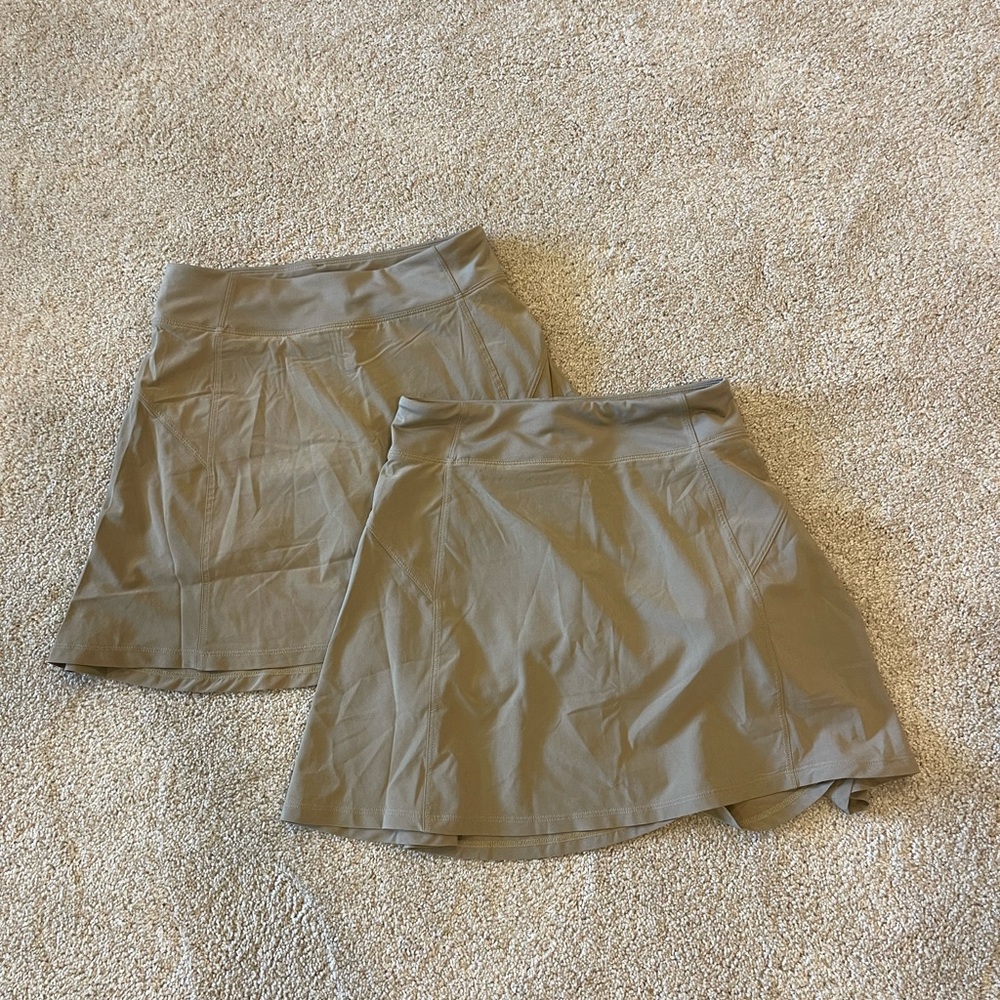 2 pack Girls size L (12) Athleta School Day Skort in Brownstone Beige